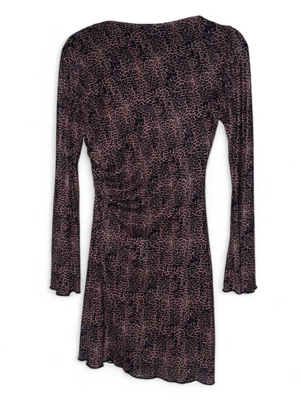 Persaya Black & Pink Long-Sleeve Animal-Print Mini Dress